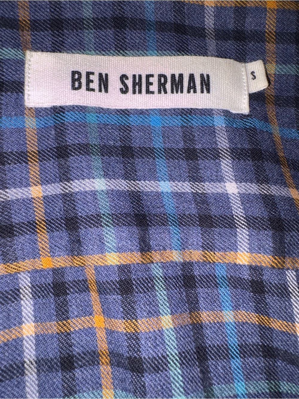 Ben Sherman Men’s Small Plaid Button Down Shirt Blue Long Sleeve